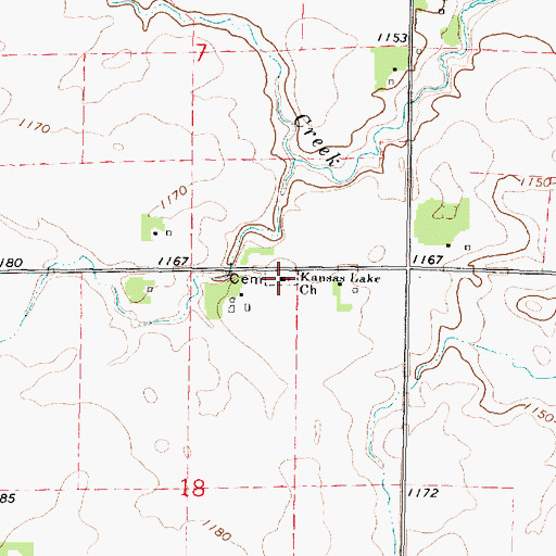 Topographic Map of Kansas Lake Church, MN