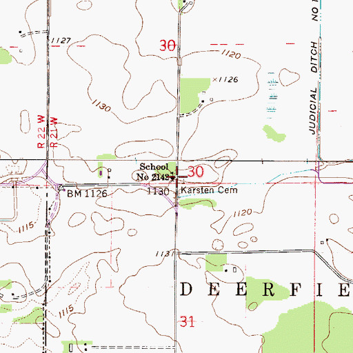 Topographic Map of Karsten Cemetery, MN
