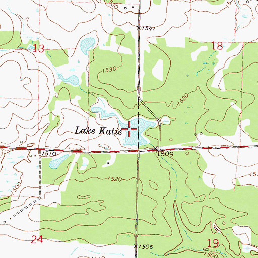Topographic Map of Lake Katie, MN