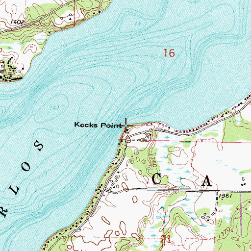 Topographic Map of Kecks Point, MN