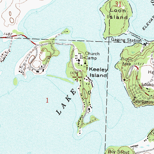 Topographic Map of Keeley Island, MN