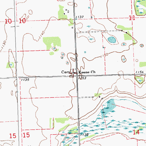 Topographic Map of Keene Church, MN