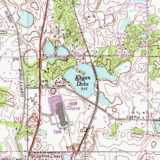 Topographic Map of Kegan Lake, MN