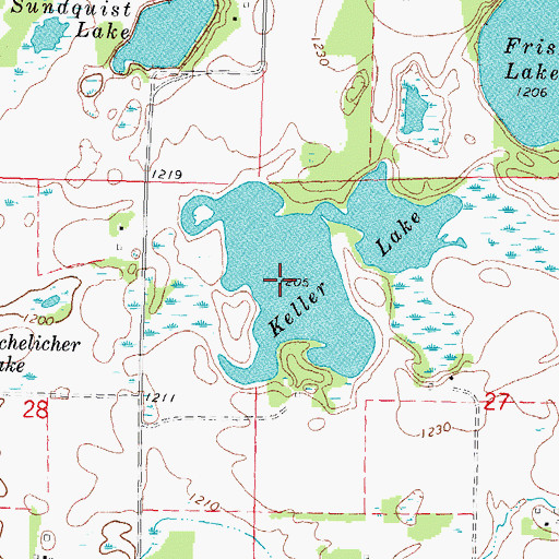 Topographic Map of Keller Lake, MN