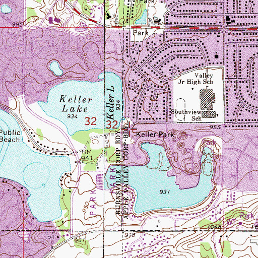 Topographic Map of Keller Park, MN