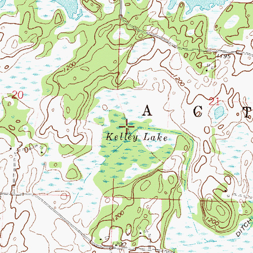 Topographic Map of Kelley Lake, MN