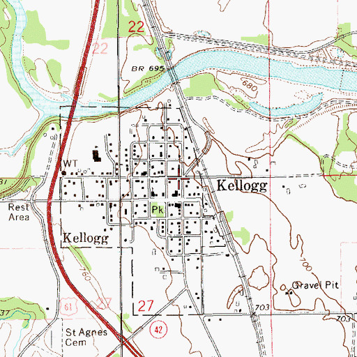 Topographic Map of Kellogg, MN