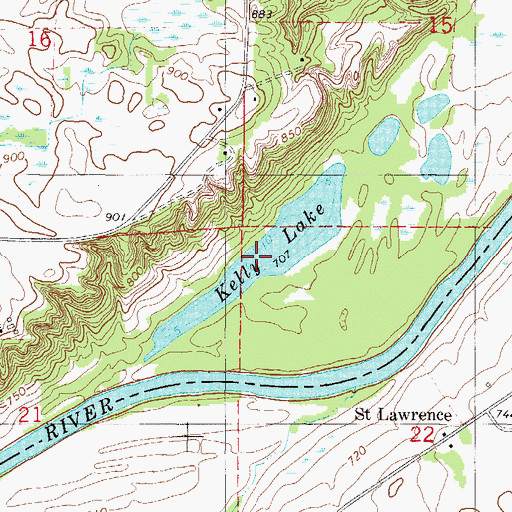 Topographic Map of Kelly Lake, MN
