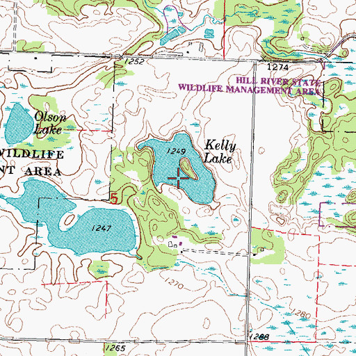 Topographic Map of Kelly Lake, MN