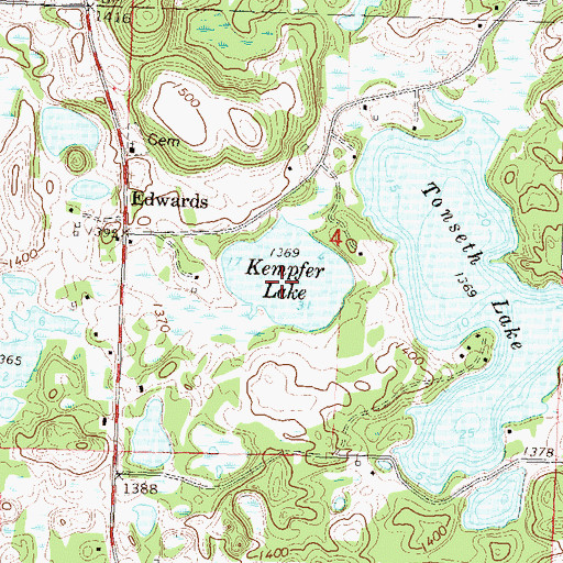 Topographic Map of Kempfer Lake, MN