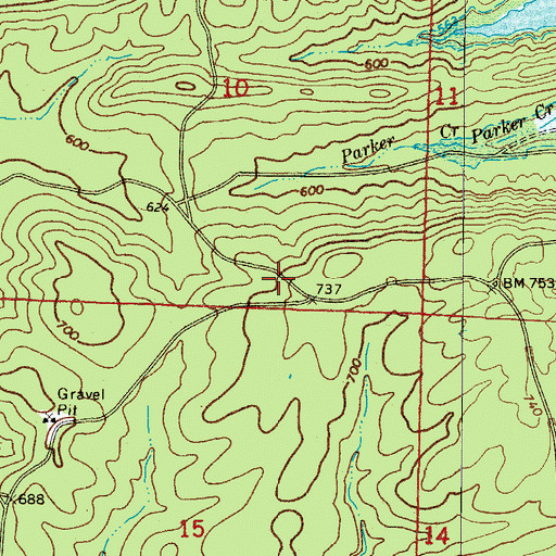 Topographic Map of Crawford (historical), AR