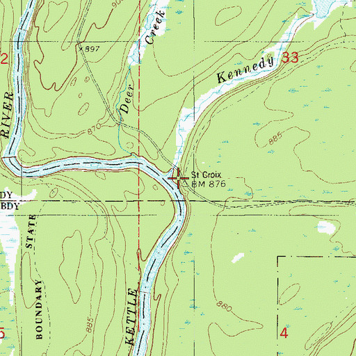 Topographic Map of Kennedy Brook, MN