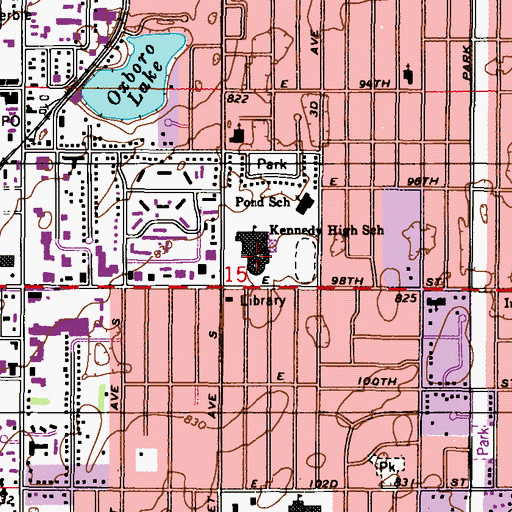 Topographic Map of Kennedy High School, MN
