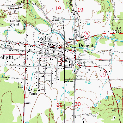 Topographic Map of Delight Elementary School, AR