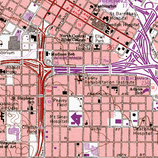 Topographic Map of Kenny Rehabilitation Institute, MN