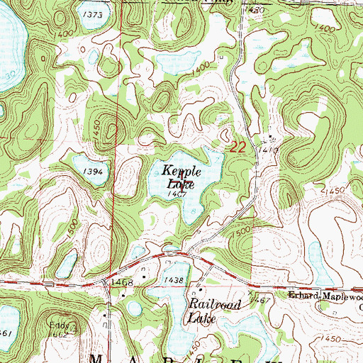 Topographic Map of Kepple Lake, MN