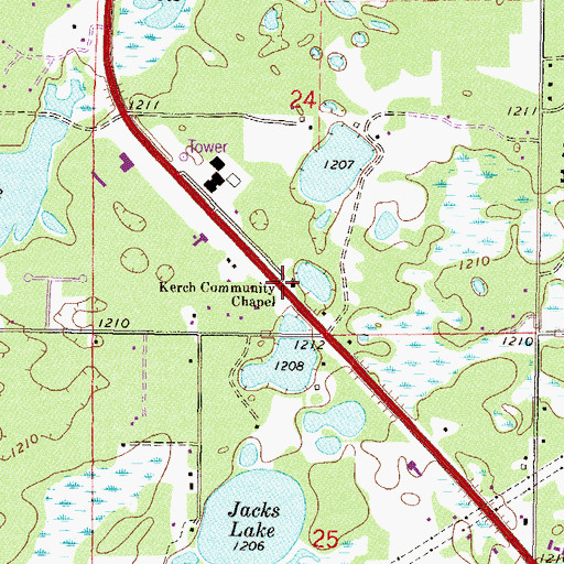 Topographic Map of Kerch Community Chapel, MN
