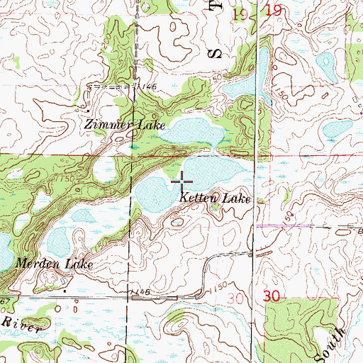 Topographic Map of Ketten Lake, MN