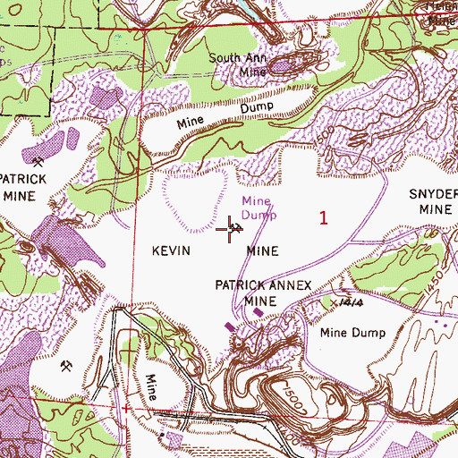 Topographic Map of Kevin Mine, MN