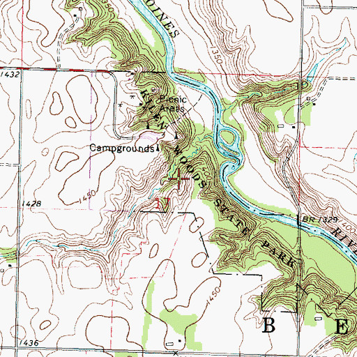 Topographic Map of Killen Woods State Park, MN