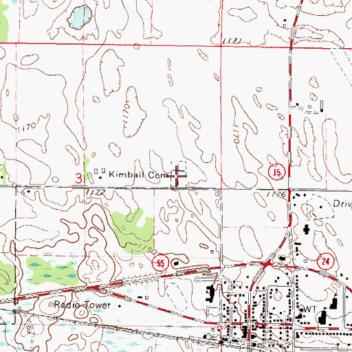 Topographic Map of Kimball Cemetery, MN