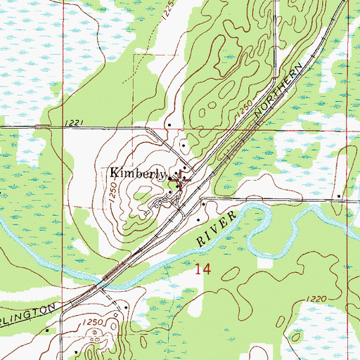 Topographic Map of Kimberly, MN