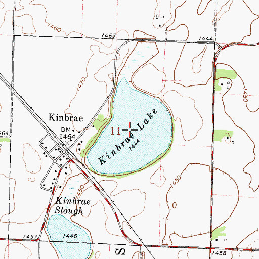 Topographic Map of Kinbrae Lake, MN