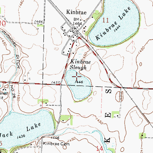 Topographic Map of Kinbrae Slough, MN