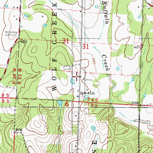 Topographic Map of Happy Hill Church (historical), AR