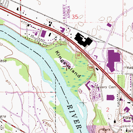 Topographic Map of Kings Island, MN