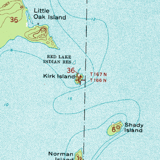 Topographic Map of Kirk Island, MN