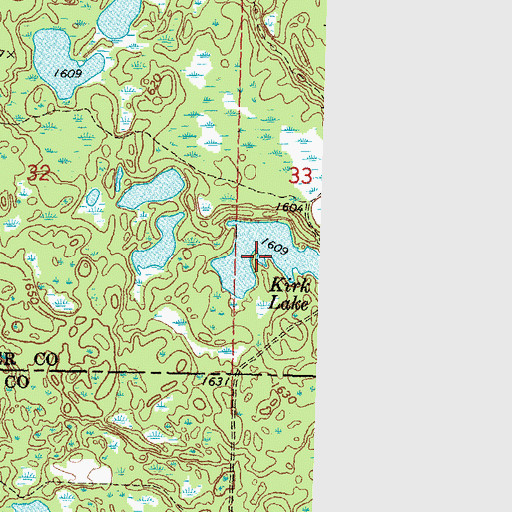 Topographic Map of Kirk Lake, MN