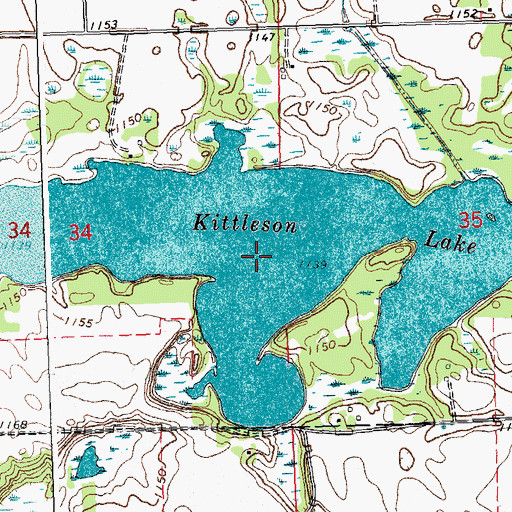 Topographic Map of Kittleson Lake, MN