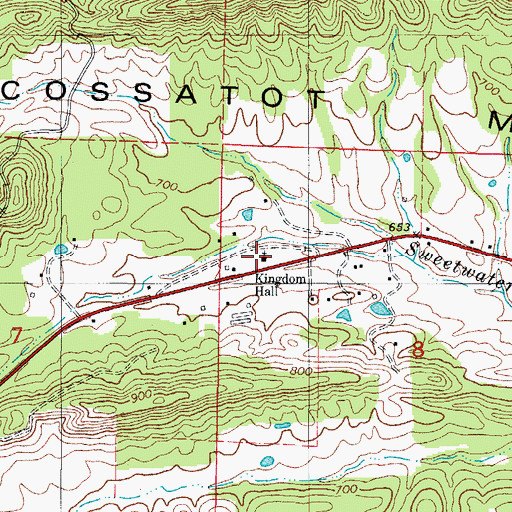 Topographic Map of Kingdom Hall, AR