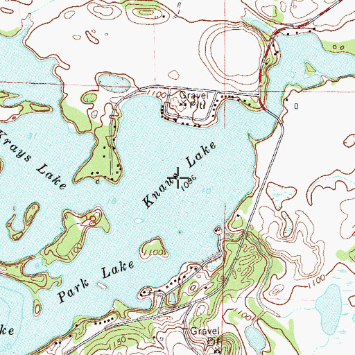 Topographic Map of Knaus Lake, MN