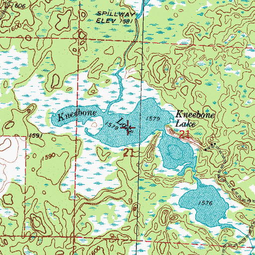 Topographic Map of Kneebone Lake, MN
