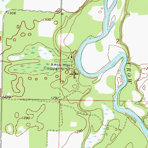 Topographic Map of Knob Hill Campground, MN