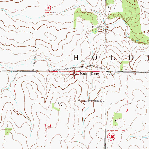 Topographic Map of Knoll Cemetery, MN