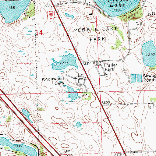 Topographic Map of Knollwood Cemetery, MN