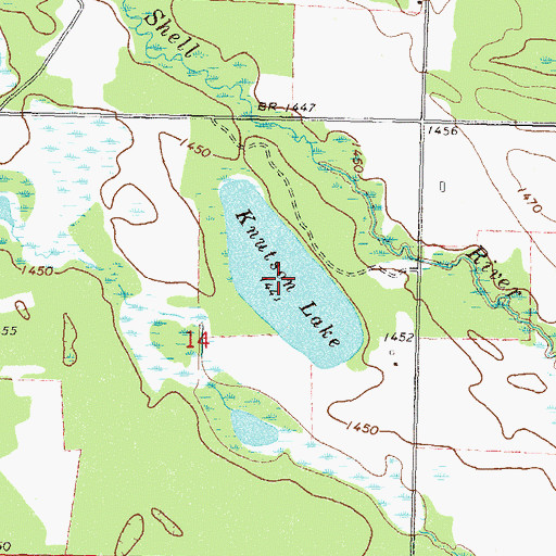 Topographic Map of Knutson Lake, MN
