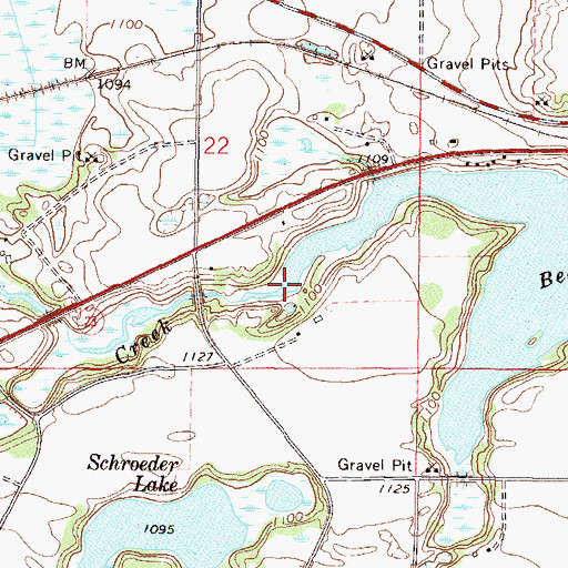 Topographic Map of Kolling Creek, MN
