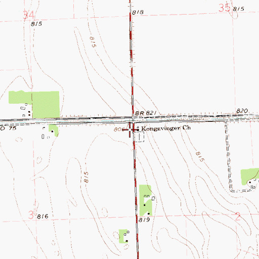 Topographic Map of Kongsvinger Church, MN