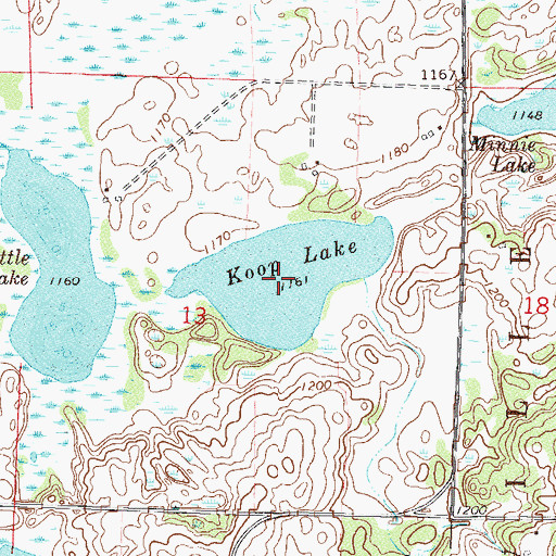 Topographic Map of Koop Lake, MN