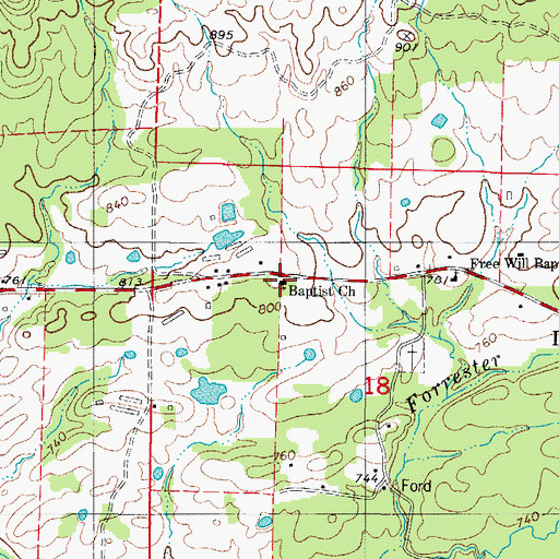 Topographic Map of Lodi Missionary Baptist Church, AR