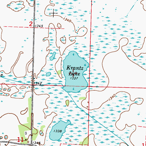 Topographic Map of Krantz Lake, MN