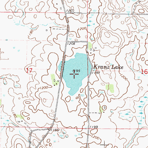 Topographic Map of Kranz Lake, MN