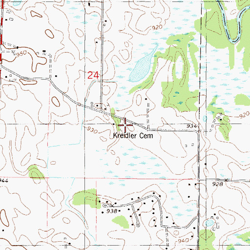 Topographic Map of Kreidler Cemetery, MN