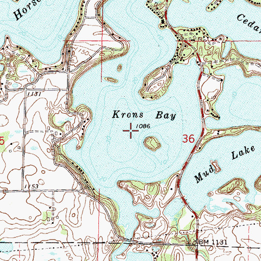 Topographic Map of Krons Bay, MN