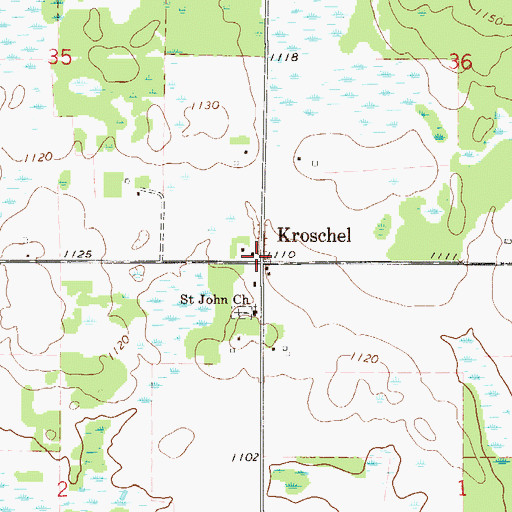 Topographic Map of Kroschel, MN