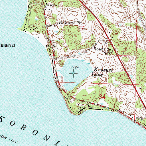 Topographic Map of Krueger Lake, MN